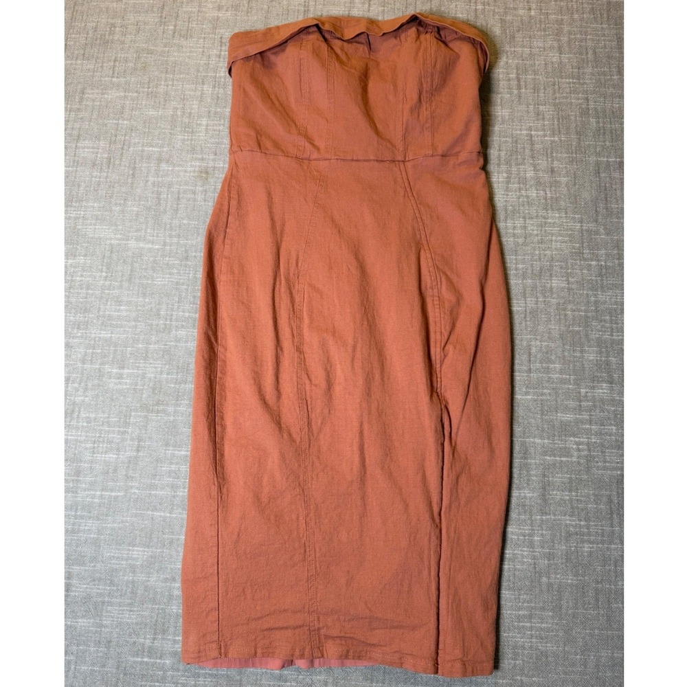 Sage & Paige Strapless Terracotta Midi Sheath Dress Back Zip Womens Size Large